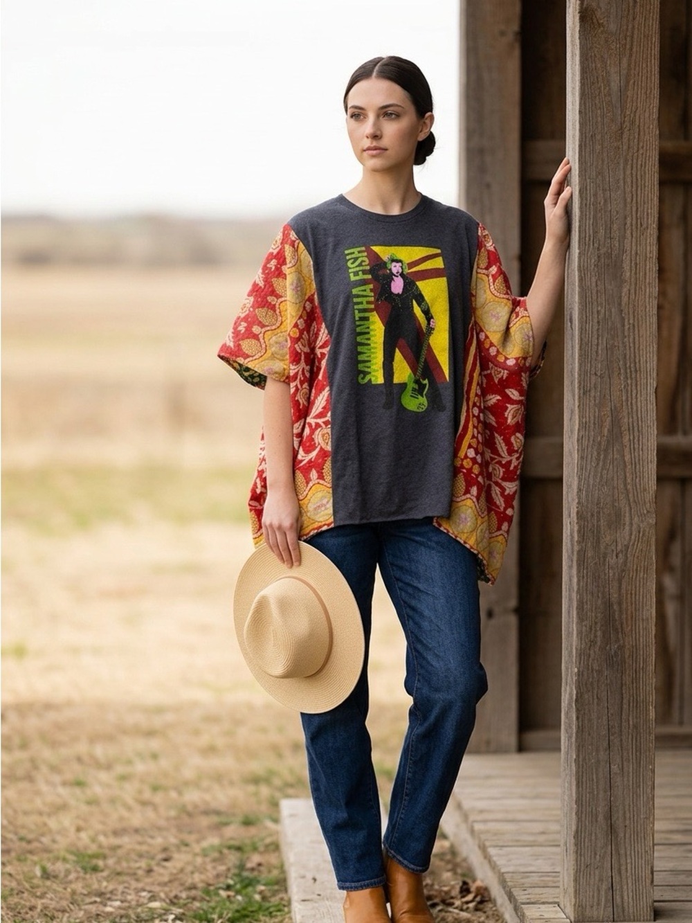 L Handcrafted Upcycled Samantha Fish Kantha Tunic NWT One Size